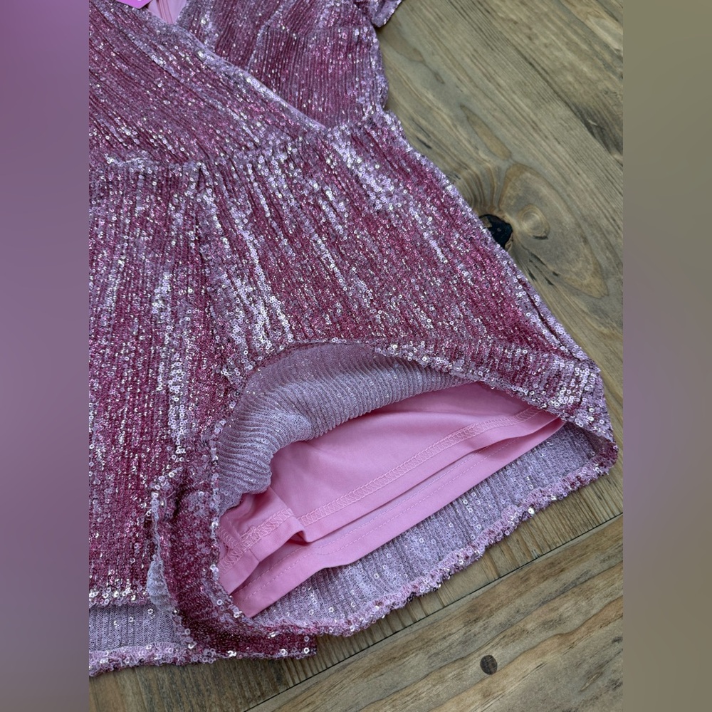 NWT Southern Fried Chics Viva La Dolly Pink Sequin Rompe - Picture 8 of 8